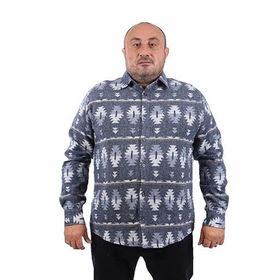 Moc Grande 22212 İndigo MC Three Rug Print Oduncu Erkek Gömlek