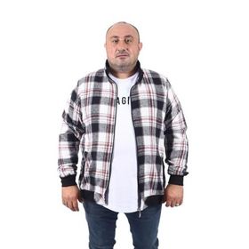 Moc Grande 22219 Gri Büyük Beden Dik Yaka Oduncu Erkek Sweatshirt