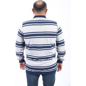Moc Grande 22404 Gri Büyük Beden Polo Yaka Erkek Sweatshirt