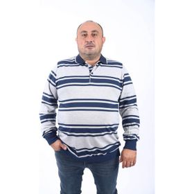 Moc Grande 22404 Gri Büyük Beden Polo Yaka Erkek Sweatshirt