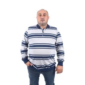 Moc Grande 22404 Gri Büyük Beden Polo Yaka Erkek Sweatshirt