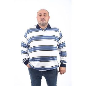 Moc Grande 22405 Indigo Büyük Beden Polo Yaka Erkek Sweatshirt