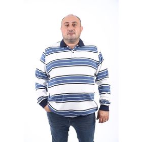 Moc Grande 22405 Indigo Büyük Beden Polo Yaka Erkek Sweatshirt