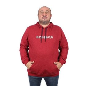 Moc Grande 22701 Bordo Büyük Beden Rebirth Kapüşonlu Erkek Sweatshirt