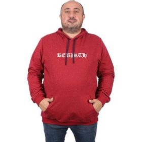 Moc Grande 22701 Bordo Büyük Beden Rebirth Kapüşonlu Erkek Sweatshirt