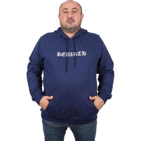 Moc Grande 22701 Lacivert Büyük Beden Rebirth Kapüşonlu Erkek Sweatshirt