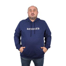 Moc Grande 22701 Lacivert Büyük Beden Rebirth Kapüşonlu Erkek Sweatshirt