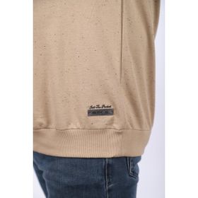 Moc Grande 22703 Bej Büyük Beden Bisiklet Yaka Deri Arma Erkek Sweatshirt