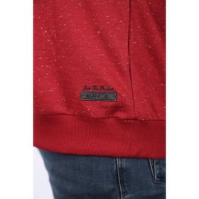 Moc Grande 22703 Bordo Büyük Beden Bisiklet Yaka Deri Arma Erkek Sweatshirt