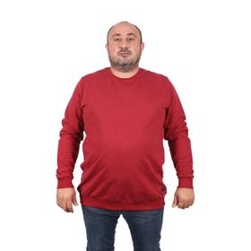 Moc Grande 22703 Bordo Büyük Beden Bisiklet Yaka Deri Arma Erkek Sweatshirt