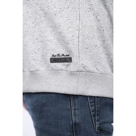 Moc Grande 22703 Gri Büyük Beden Bisiklet Yaka Deri Arma Erkek Sweatshirt