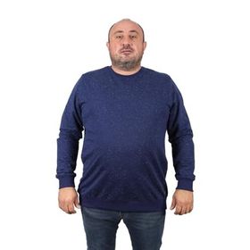 Moc Grande 22703 Lacivert Büyük Beden Bisiklet Yaka Deri Arma Erkek Sweatshirt