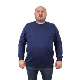 Moc Grande 22703 Lacivert Büyük Beden Bisiklet Yaka Deri Arma Erkek Sweatshirt