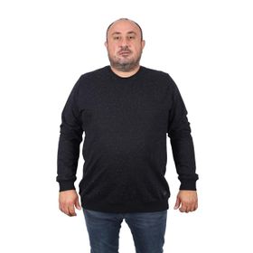 Moc Grande 22703 Siyah Büyük Beden Bisiklet Yaka Deri Arma Erkek Sweatshirt