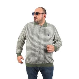 Moc Grande 22714 Haki Büyük Beden Polo Yaka Erkek Sweatshirt