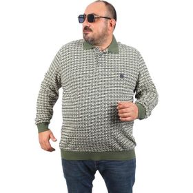 Moc Grande 22714 Haki Büyük Beden Polo Yaka Erkek Sweatshirt