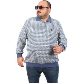 Moc Grande 22714 Indigo Büyük Beden Polo Yaka Erkek Sweatshirt