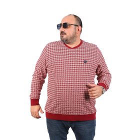 Moc Grande 22715 Bordo Büyük Beden Bisiklet Yaka Erkek Sweatshirt