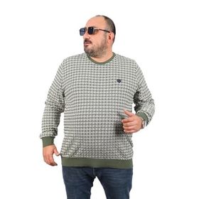 Moc Grande 22715 Haki Büyük Beden Bisiklet Yaka Erkek Sweatshirt