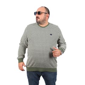 Moc Grande 22715 Haki Büyük Beden Bisiklet Yaka Erkek Sweatshirt