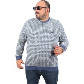 Moc Grande 22715 Indigo Büyük Beden Bisiklet Yaka Erkek Sweatshirt