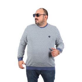 Moc Grande 22715 Indigo Büyük Beden Bisiklet Yaka Erkek Sweatshirt