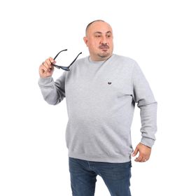 Moc Grande 22719 Gri Melanj Double Face Basic Erkek Sweatshirt