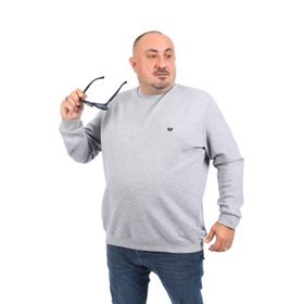 Moc Grande 22719 Gri Melanj Double Face Basic Erkek Sweatshirt