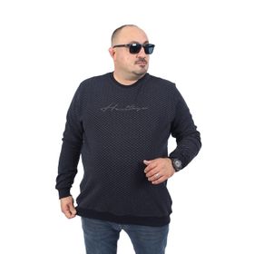 Moc Grande 22725 Lacivert Büyük Beden Heritage Baskılı Erkek Sweatshirt