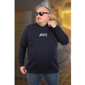 Moc Grande 22732 Lacivert Büyük Beden Zero Baskılı Erkek Sweatshirt