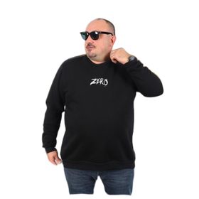 Moc Grande 22732 Siyah Büyük Beden Zero Baskılı Erkek Sweatshirt