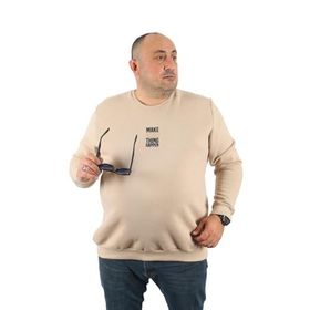 Moc Grande 22734 Bej Büyük Beden Make Good Unisex Sweatshirt