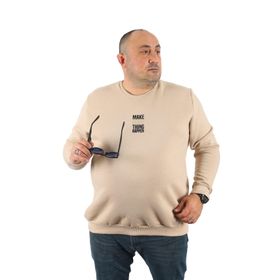Moc Grande 22734 Bej Büyük Beden Make Good Unisex Sweatshirt