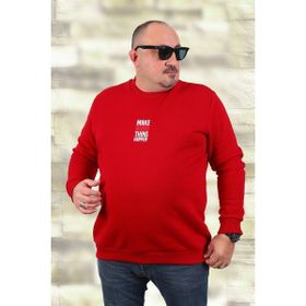 Moc Grande 22734 Kırmızı Büyük Beden Make Good Unisex Sweatshirt