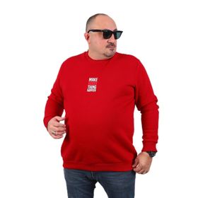 Moc Grande 22734 Kırmızı Büyük Beden Make Good Unisex Sweatshirt