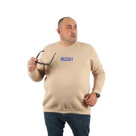 Moc Grande 22735 Bej Büyük Beden Malcomx Erkek Sweatshirt