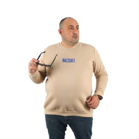 Moc Grande 22735 Bej Büyük Beden Malcomx Erkek Sweatshirt
