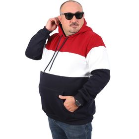 Moc Grande 22736 Bordo Büyük Beden Parçalı Kapüşonlu Erkek Sweatshirt