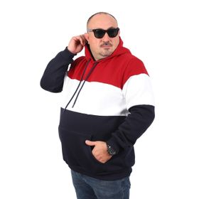 Moc Grande 22736 Bordo Büyük Beden Parçalı Kapüşonlu Erkek Sweatshirt