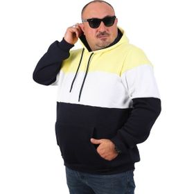Moc Grande 22736 Sarı Büyük Beden Parçalı Kapüşonlu Erkek Sweatshirt