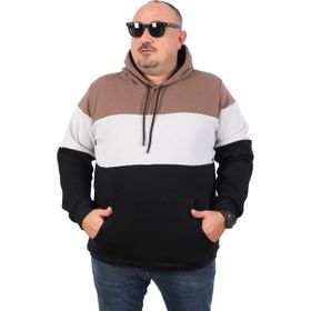Moc Grande 22736 Taba Büyük Beden Parçalı Kapüşonlu Erkek Sweatshirt