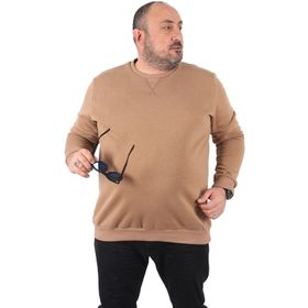 Moc Grande 22742 S.Kahverengi Büyük Beden V Design Erkek Sweatshirt