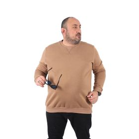 Moc Grande 22742 S.Kahverengi Büyük Beden V Design Erkek Sweatshirt