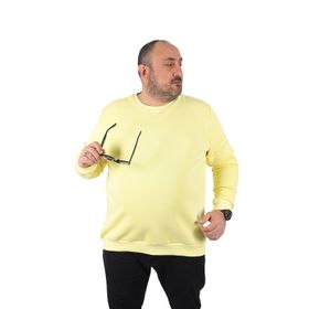 Moc Grande 22742 Sarı Büyük Beden V Design Erkek Sweatshirt