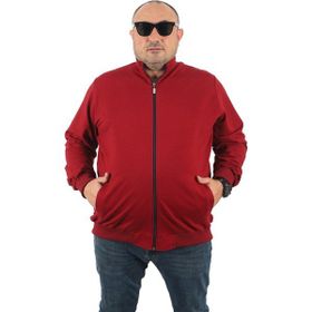 Moc Grande 22750 Bordo Büyük Beden Basic Mevsimlik Fermuarlı Erkek Sweatshirt