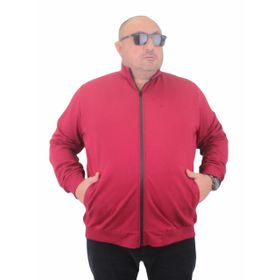 Moc Grande 22750 Bordo Büyük Beden Basic Mevsimlik Fermuarlı Erkek Sweatshirt