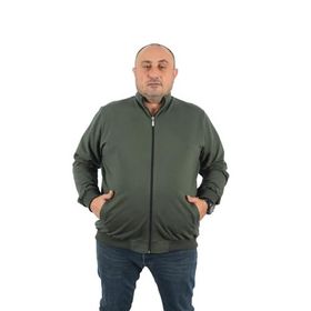 Moc Grande 22750 Haki Büyük Beden Basic Mevsimlik Fermuarlı Erkek Sweatshirt