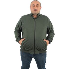 Moc Grande 22750 Haki Büyük Beden Basic Mevsimlik Fermuarlı Erkek Sweatshirt