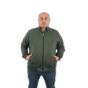 Moc Grande 22750 Haki Büyük Beden Basic Mevsimlik Fermuarlı Erkek Sweatshirt