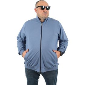 Moc Grande 22750 Mavi Büyük Beden Basic Mevsimlik Fermuarlı Erkek Sweatshirt